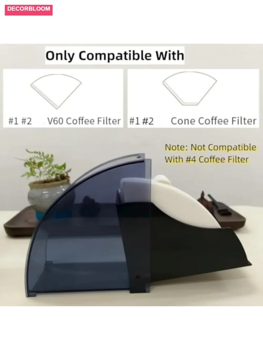 Acrylic Coffee Filter Holder with Lid, Dustproof Storage Box for Cone Filters